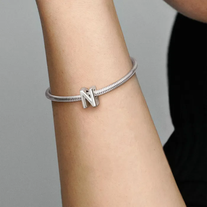 1 Bracelet2 Charms 99 Women Pandora Letter N Alphabet Charm