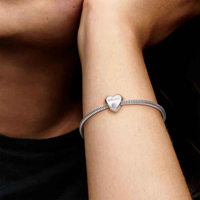 1 Bracelet2 Charms 99 Women Pandora Sister Heart Charm