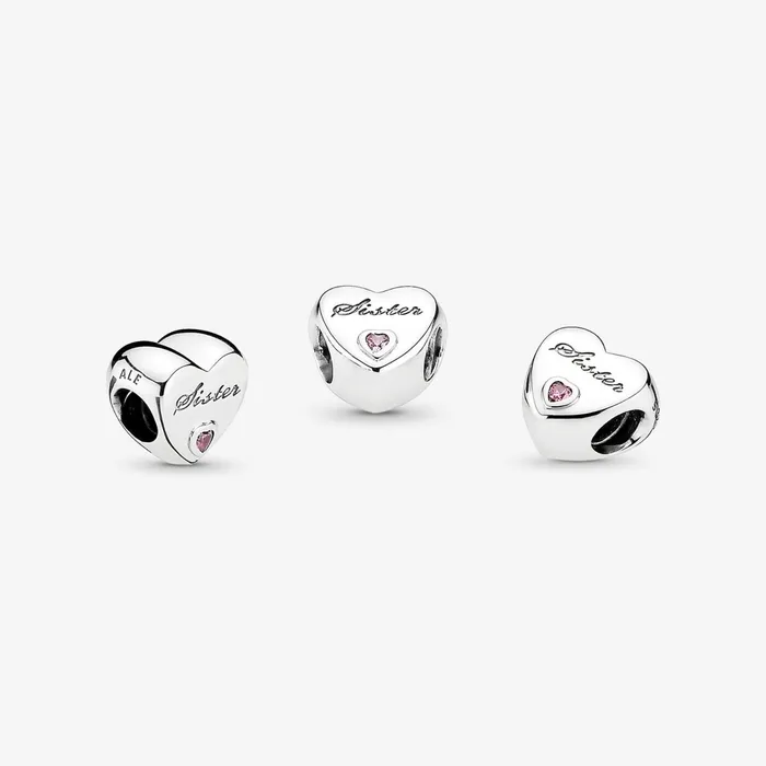 1 Bracelet2 Charms 99 Women Pandora Sister Heart Charm