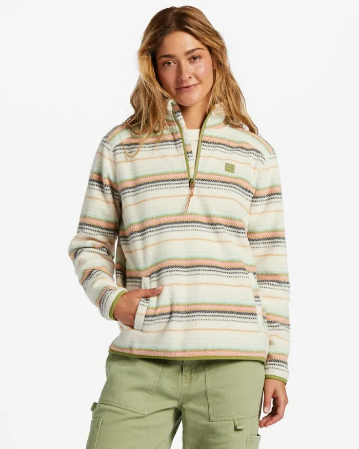 ADiv Boundary Mock 3 HalfZip Pullover Sweatshirt White Cap Women Billabong Sweatshirts and Fleece