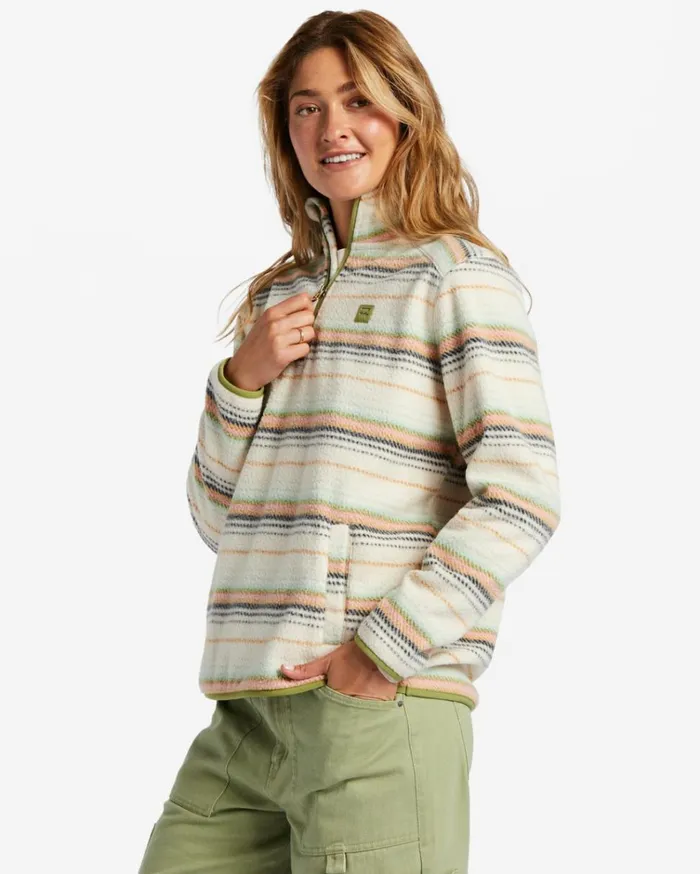 ADiv Boundary Mock 3 HalfZip Pullover Sweatshirt White Cap Women Billabong Sweatshirts and Fleece
