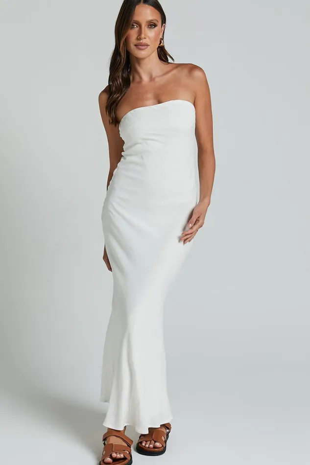 Aaliya Midi Dress 8211 Linen Look Strapless Slip Dress In Off White Women Showpo Dresses Aaliya Midi Dress 8211 Linen Look Strapless Slip Dress In Off White Women Showpo Dresses