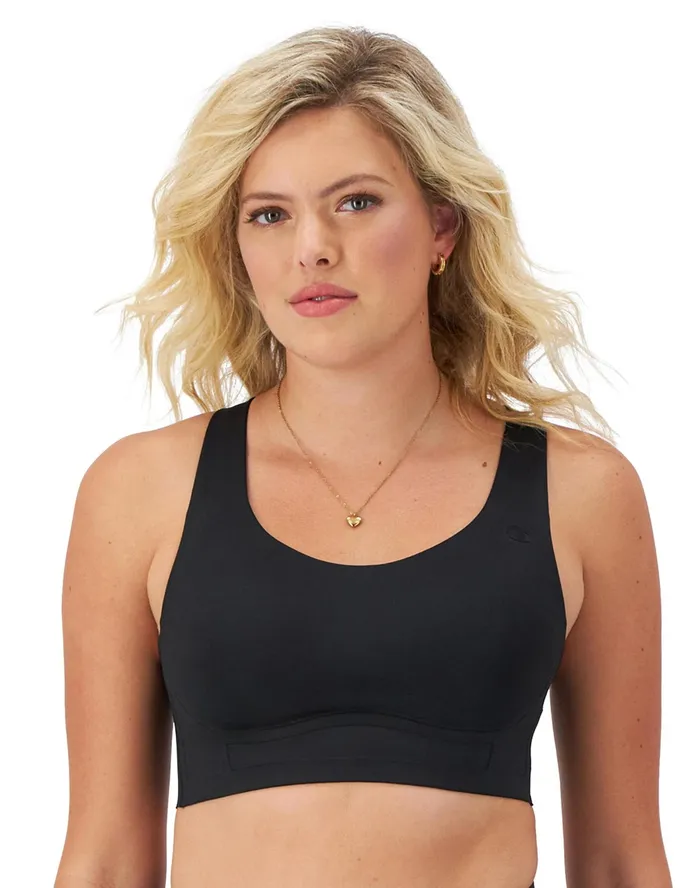 Absolute Lift Sports Bra C Logo Black Women Champion Sports Bras and Bralettes