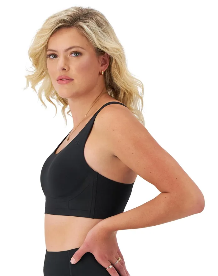 Absolute Lift Sports Bra C Logo Black Women Champion Sports Bras and Bralettes