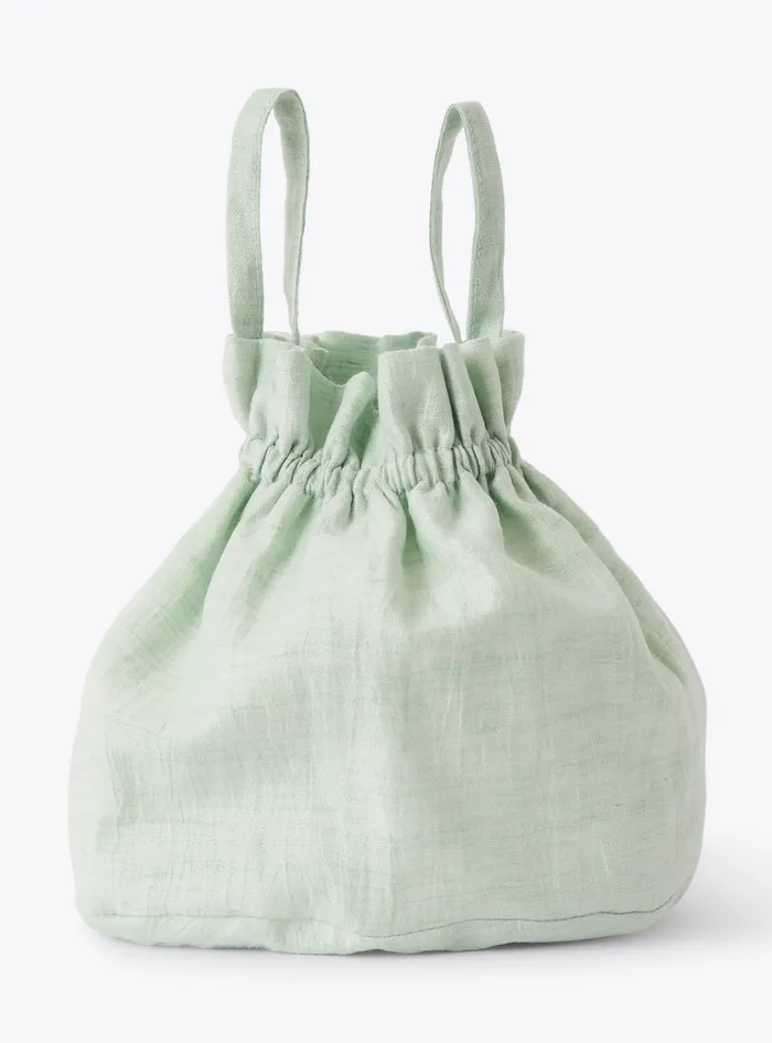 Accessories Girl 216 Il Gufo Drawstring Bag In Lightgreen Linen