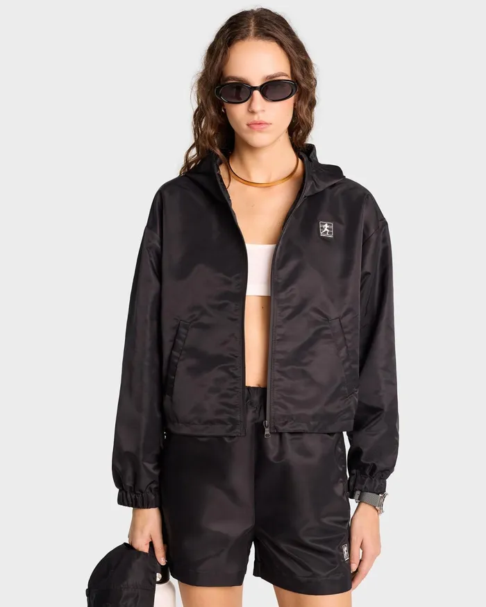 Activewear Women Sporty and Rich Running Woman Nylon Windbreaker 8211 BlackWhite