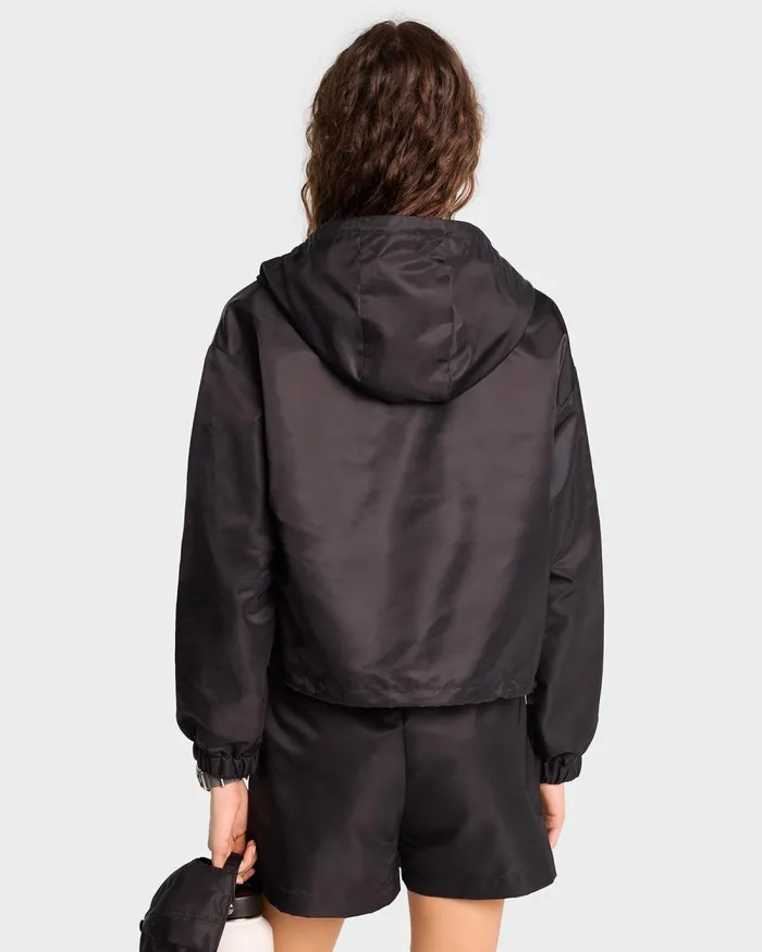 Activewear Women Sporty and Rich Running Woman Nylon Windbreaker 8211 BlackWhite