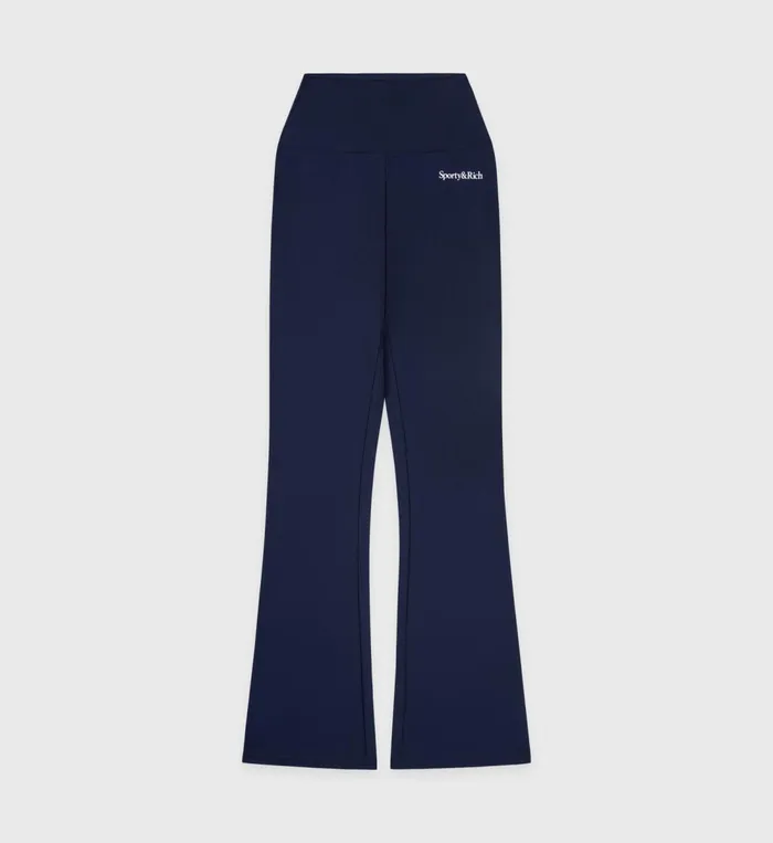 Activewear Women Sporty and Rich Serif Logo Flared Legging 8211 NavyWhite