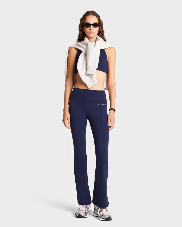 Activewear Women Sporty and Rich Serif Logo Flared Legging 8211 NavyWhite