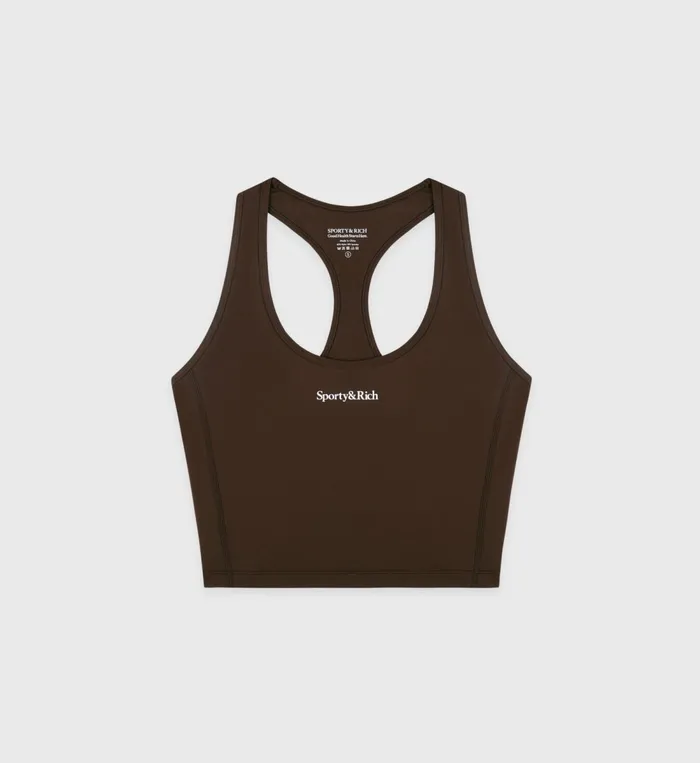 Activewear Women Sporty and Rich Serif Logo Sports Tank 8211 ChocolateWhite
