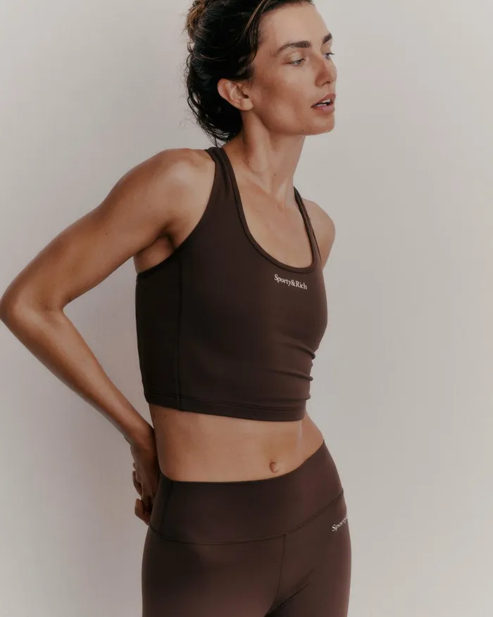 Activewear Women Sporty and Rich Serif Logo Sports Tank 8211 ChocolateWhite