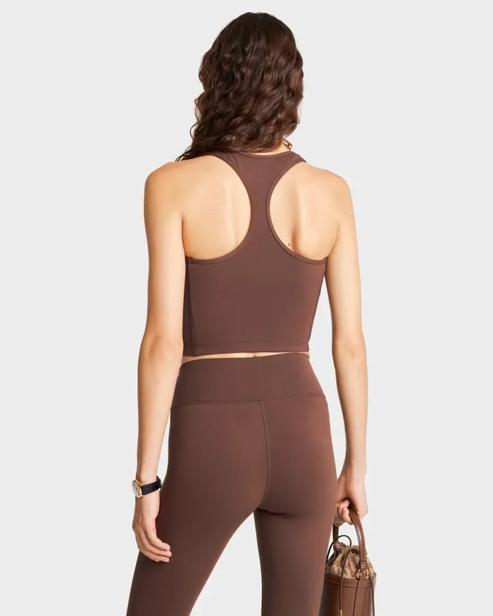 Activewear Women Sporty and Rich Serif Logo Sports Tank 8211 ChocolateWhite