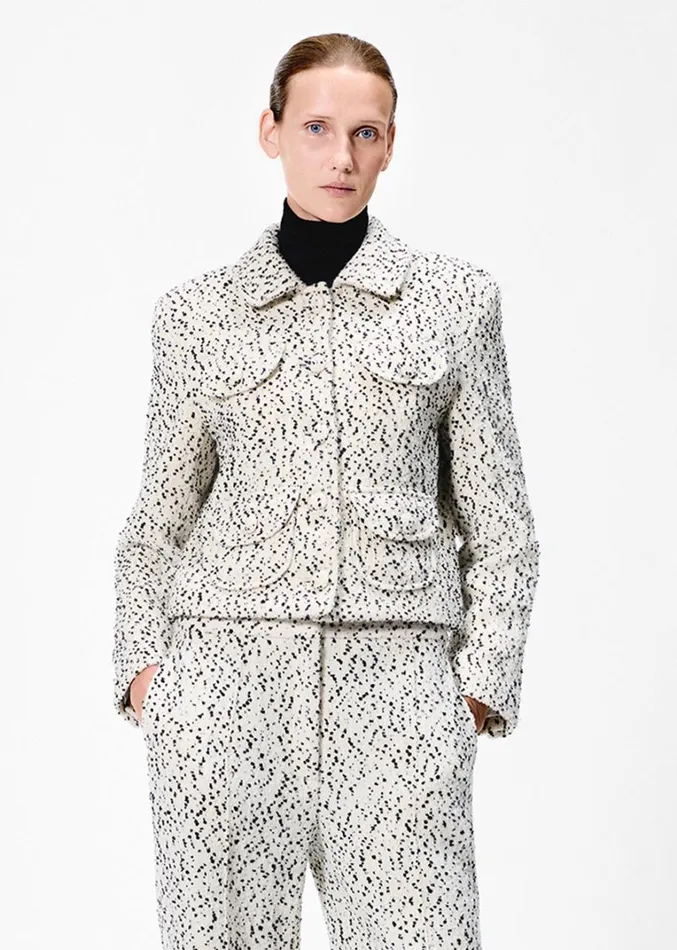 Adam Lippes Amos Jacket Ivoryblack Womens Coats and Jackets