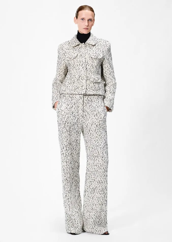 Adam Lippes Amos Jacket Ivoryblack Womens Coats and Jackets
