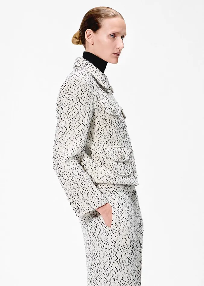 Adam Lippes Amos Jacket Ivoryblack Womens Coats and Jackets