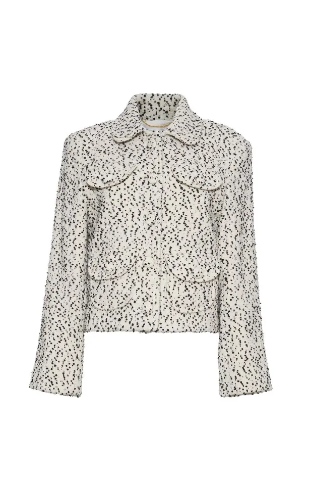 Adam Lippes Amos Jacket Ivoryblack Womens Coats and Jackets