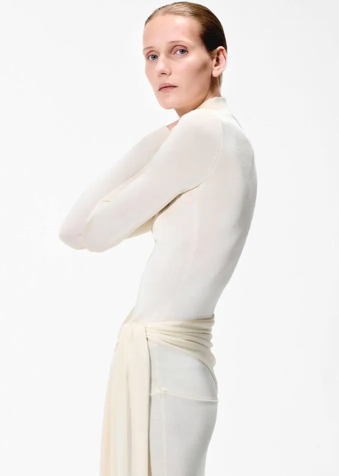 Adam Lippes Cecil Dress Ivory Womens Sweaters and Knitwear