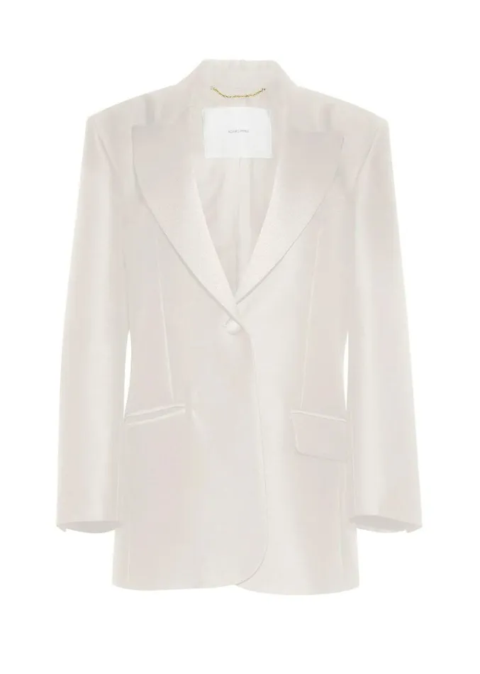 Adam Lippes Chaqueta De Esmoquin De Lana Radzimir Marfil Womens Coats and Jackets