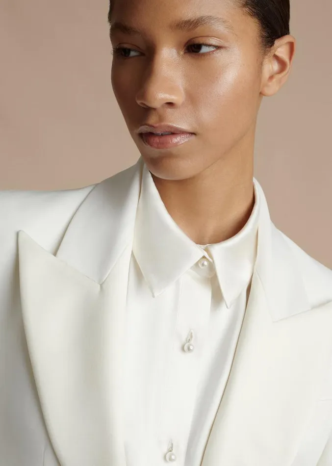 Adam Lippes Chaqueta De Esmoquin De Lana Radzimir Marfil Womens Coats and Jackets