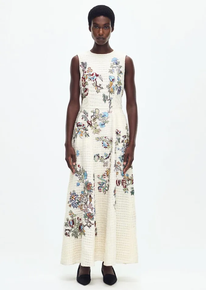 Adam Lippes Embroidered Eloise Dress Ecru Multi Womens Dresses