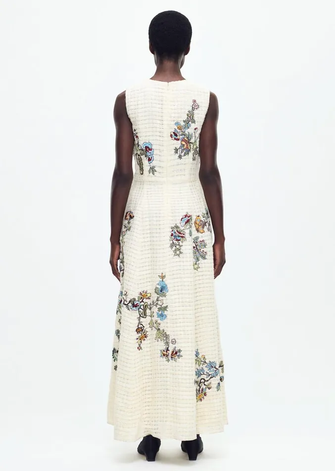 Adam Lippes Embroidered Eloise Dress Ecru Multi Womens Dresses