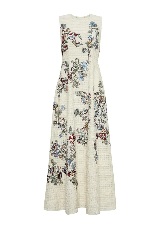 Adam Lippes Embroidered Eloise Dress Ecru Multi Womens Dresses