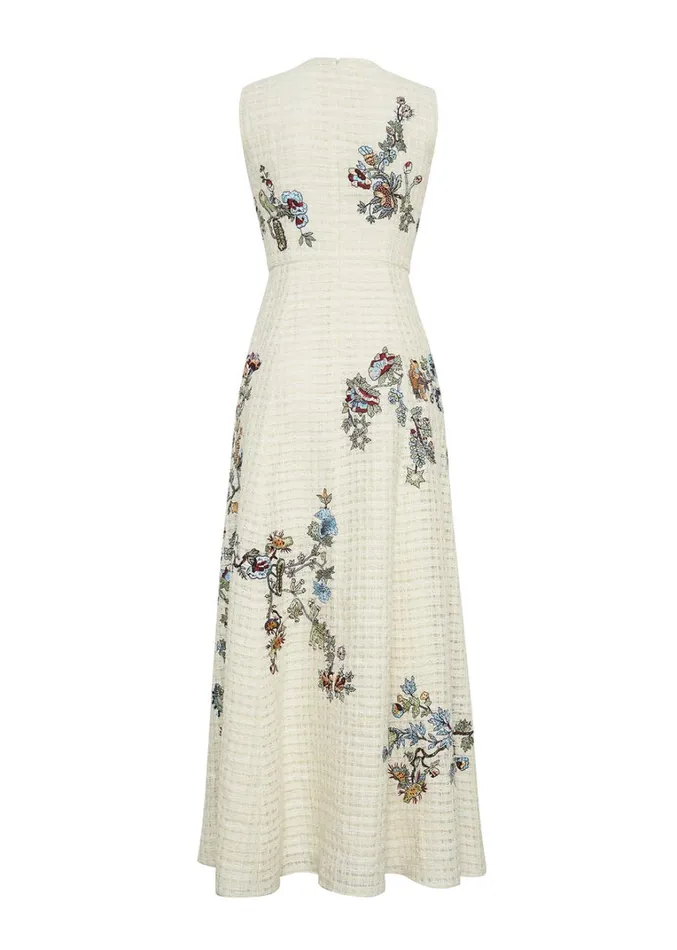Adam Lippes Embroidered Eloise Dress Ecru Multi Womens Dresses