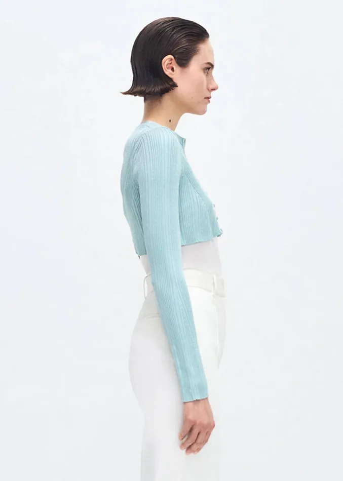 Adam Lippes Glynis Cardigan Mist Womens Sweaters and Knitwear