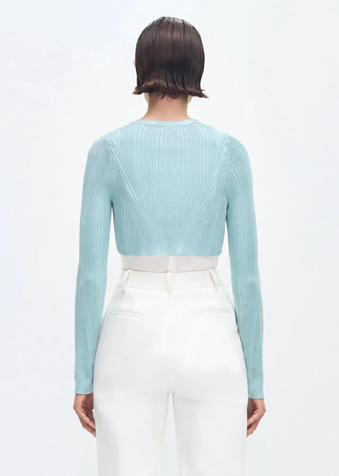 Adam Lippes Glynis Cardigan Mist Womens Sweaters and Knitwear