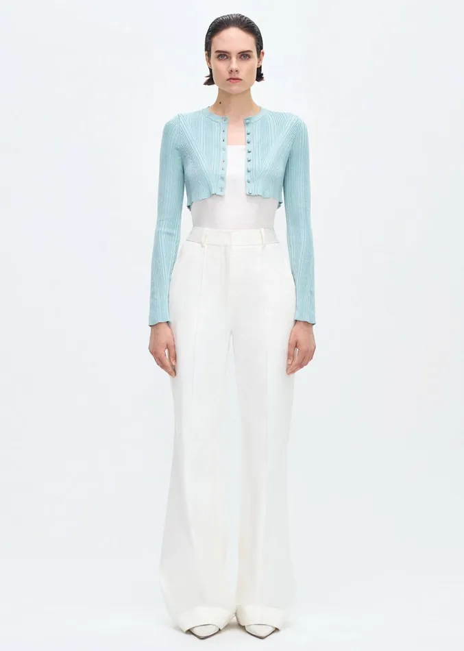 Adam Lippes Glynis Cardigan Mist Womens Sweaters and Knitwear