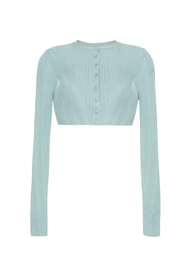 Adam Lippes Glynis Cardigan Mist Womens Sweaters and Knitwear