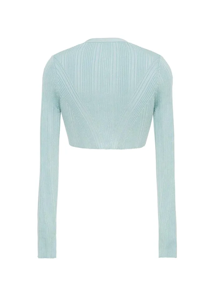 Adam Lippes Glynis Cardigan Mist Womens Sweaters and Knitwear