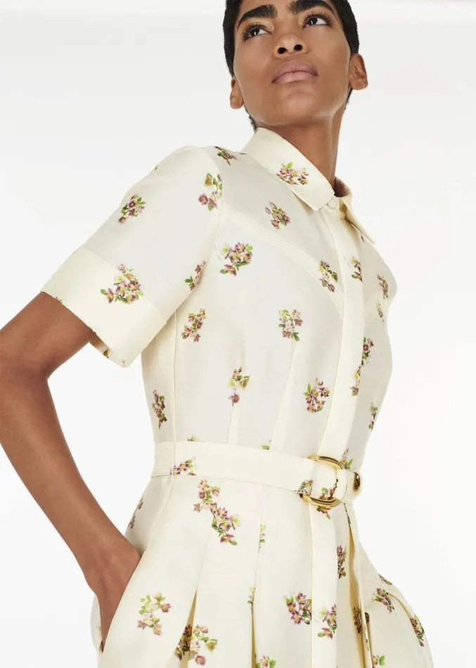 Adam Lippes Leighton Dress Cream Floral Womens Dresses