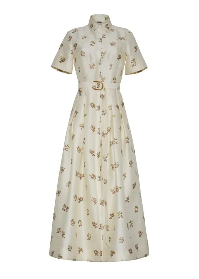 Adam Lippes Leighton Dress Cream Floral Womens Dresses