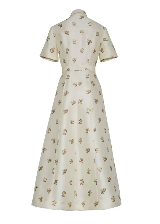 Adam Lippes Leighton Dress Cream Floral Womens Dresses