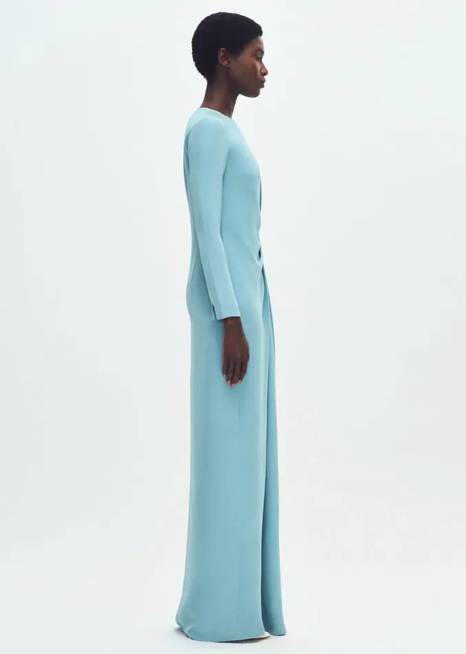 Adam Lippes Long Draped Dress Mist Womens Dresses