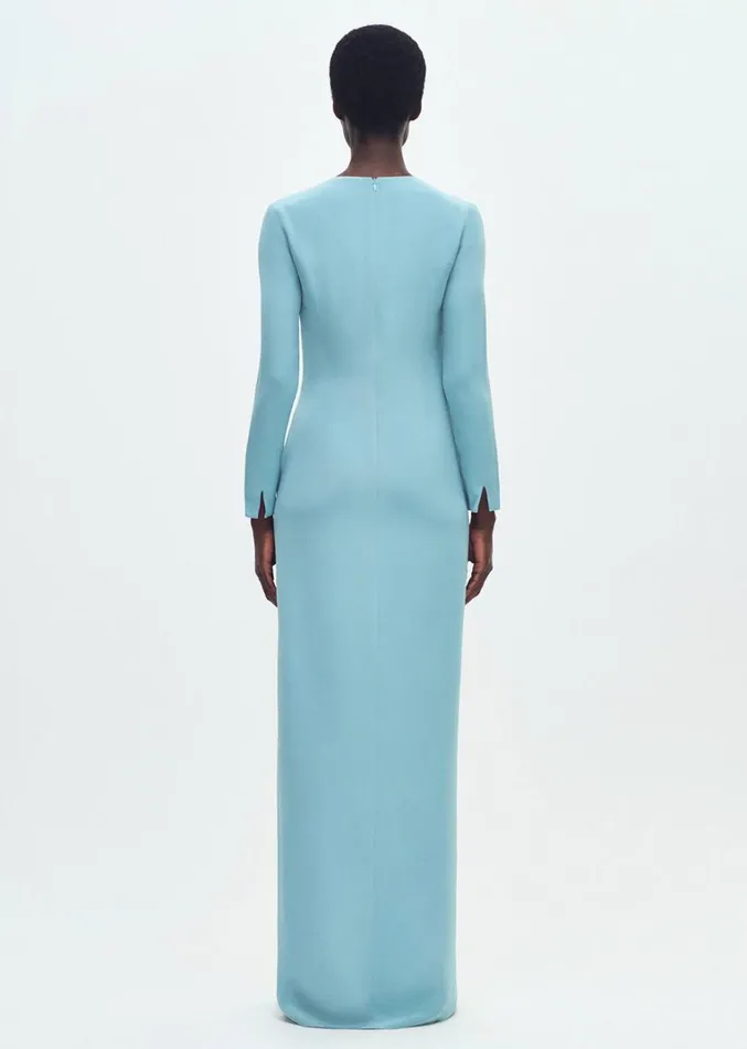 Adam Lippes Long Draped Dress Mist Womens Dresses