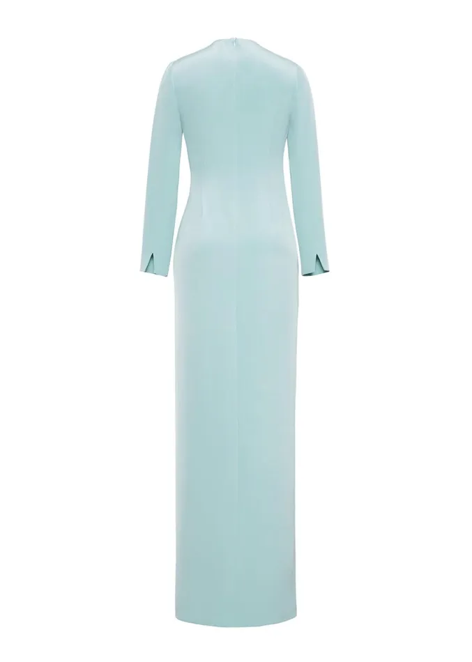 Adam Lippes Long Draped Dress Mist Womens Dresses