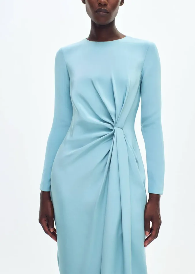 Adam Lippes Long Draped Dress Mist Womens Dresses