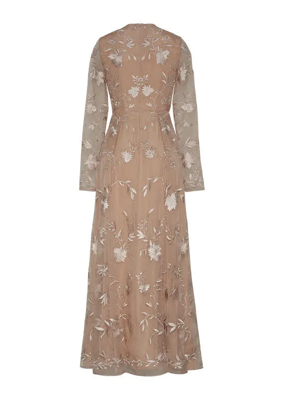 Adam Lippes Long Sleeve Eloise Dress Taupe Multi Womens Dresses