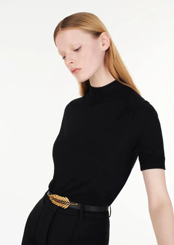 Adam Lippes UltraFine Cashmere Mockneck Black Womens Sweaters and Knitwear