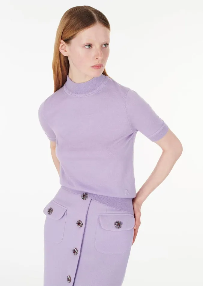 Adam Lippes UltraFine Cashmere Mockneck Lavender Womens Sweaters and Knitwear