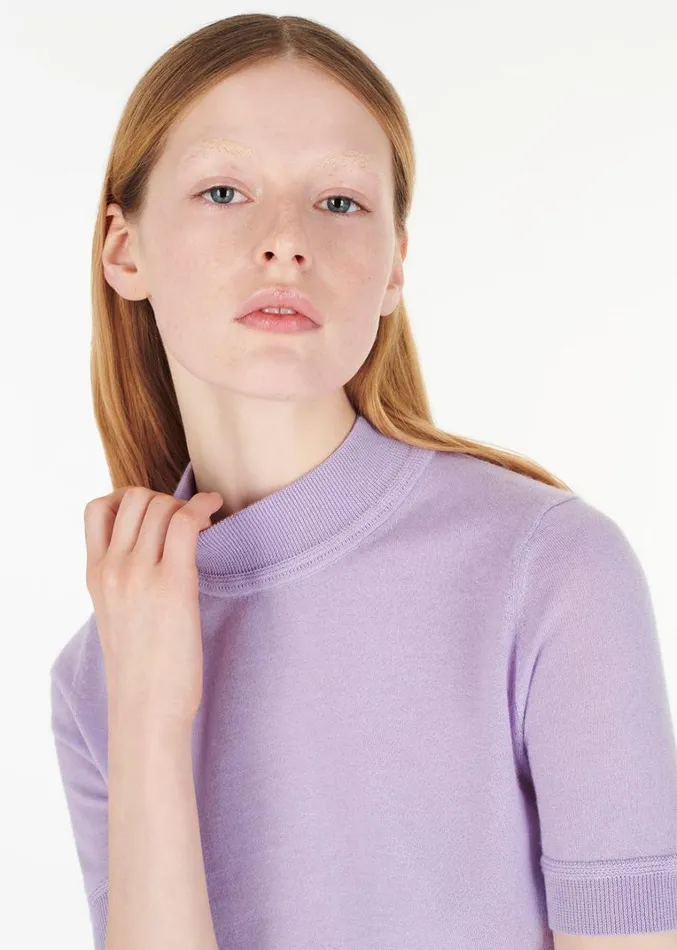 Adam Lippes UltraFine Cashmere Mockneck Lavender Womens Sweaters and Knitwear
