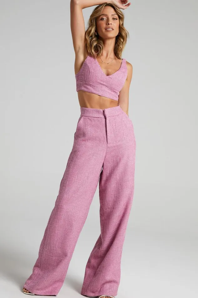 Adelaide Two Piece Set 8211 Crop Top And Wide Leg Pants Set In Pink Women Showpo Curve Clothes