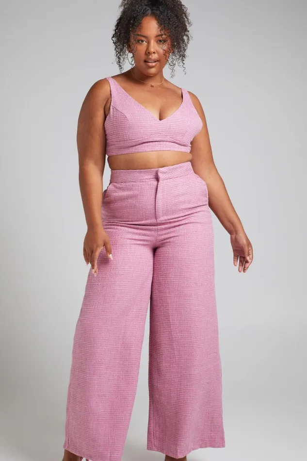 Adelaide Two Piece Set 8211 Crop Top And Wide Leg Pants Set In Pink Women Showpo Curve Clothes