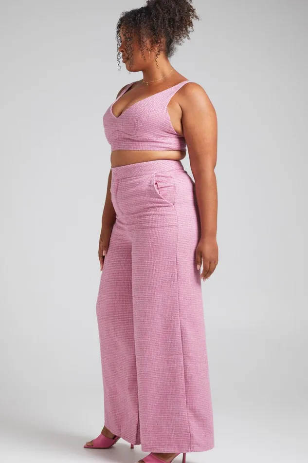 Adelaide Two Piece Set 8211 Crop Top And Wide Leg Pants Set In Pink Women Showpo Curve Clothes