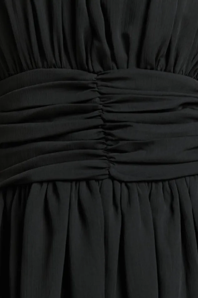 Adriel Mini Dress 8211 High Neck Ruched Waist Sleeveless In Black Women Showpo Dresses