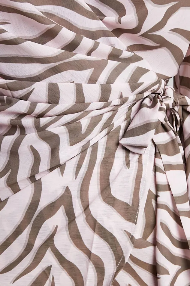 Aegir Mini Dress 8211 Collared Long Sleeve Wrap Dress In Wild Zebra Women Showpo Dresses