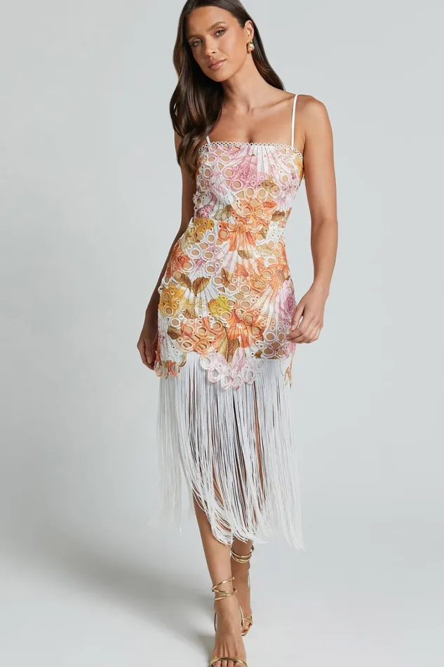 Alana Midi Dress 8211 Embroidered Lace Dress With Fringing Detail In Pink Women Showpo Dresses Alana Midi Dress 8211 Embroidered Lace Dress With Fringing Detail In Pink Women Showpo Dresses