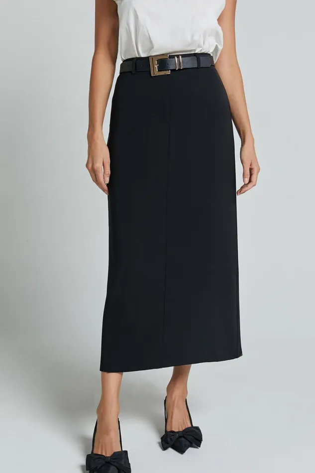 Alanna Midi Skirt 8211 High Waisted Back Split Pencil Skirt In Black Women Showpo Suits and Tailoring